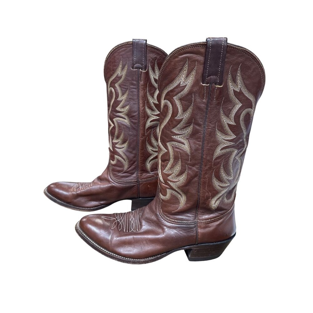 Nocona Mens Brown leather mid calf western boots sz 9D SKU 9628 - Picture 4 of 16